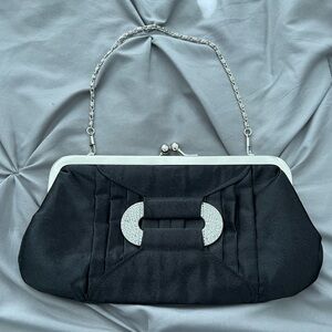 Satin black evening bag